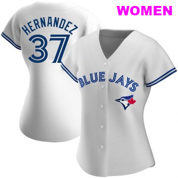 Women's Teoscar Hernandez Toronto Blue Jays #37 Replica White Home Jersey