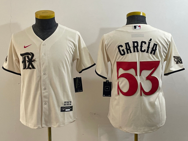 Women's Texas Rangers #53 Adolis Garcia Cream 2023 City Connect Cool Base Stitched Jersey
