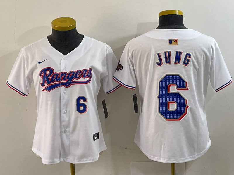 Women's Texas Rangers #6 Josh Jung Number White 2024 Gold Collection Limited Cool Base Jerseys