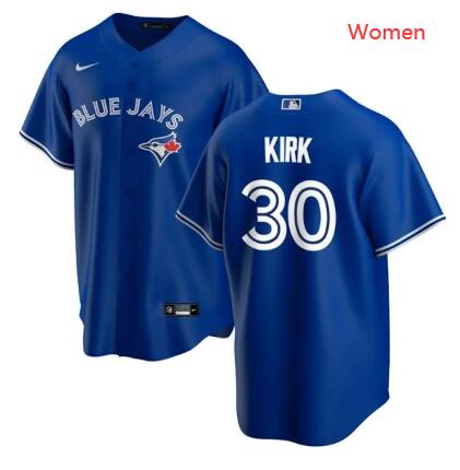 Women's Toronto Blue Jays #30 Alejandro Kirk Nike Blue Replica Stitched Jersey