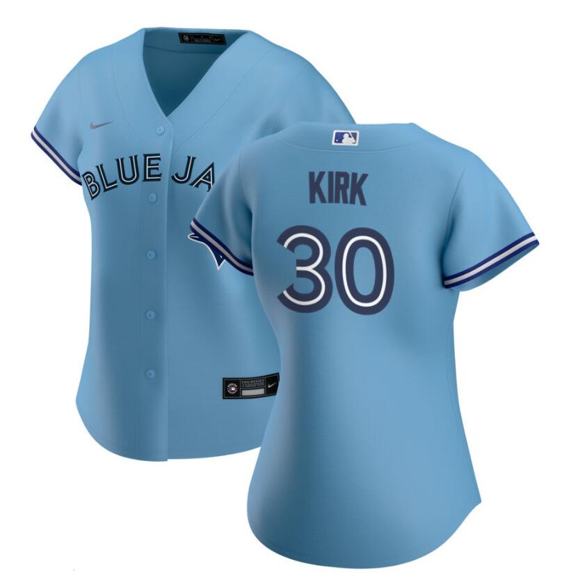 Women's Toronto Blue Jays #30 Alejandro Kirk Nike Light Blue Replica Stitched Jersey