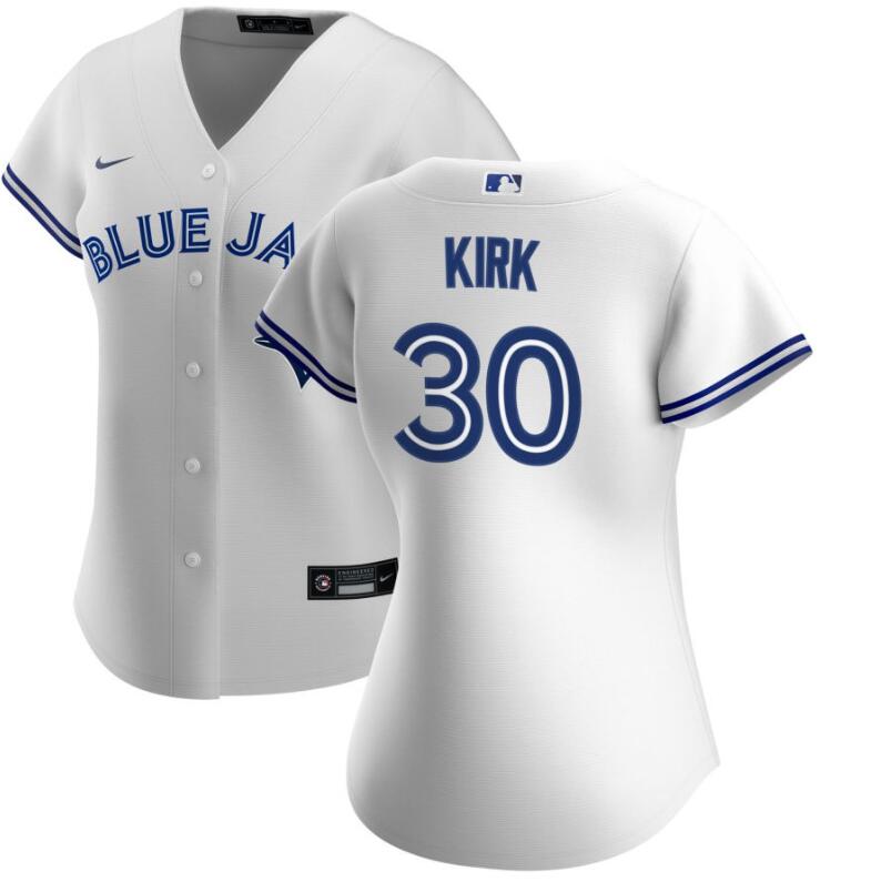 Women's Toronto Blue Jays #30 Alejandro Kirk Nike White Replica Stitched Jersey