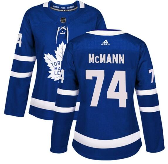 Women's Toronto Maple #74 Leafs Bobby McMann Adidas Authentic Home Blue Jersey
