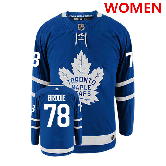 Women's Toronto Maple Leafs #78 TJ BRODIE Royal Blue Adidas Stitched NHL Jersey