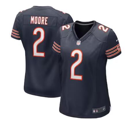Women Chicago Bears #2 D.J. Moore Nike Navy Blue Home Game Jersey