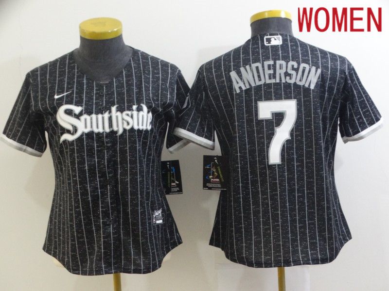 Women Chicago White Sox 7 Anderson City Edition Black Game Nike 2021 MLB Jersey
