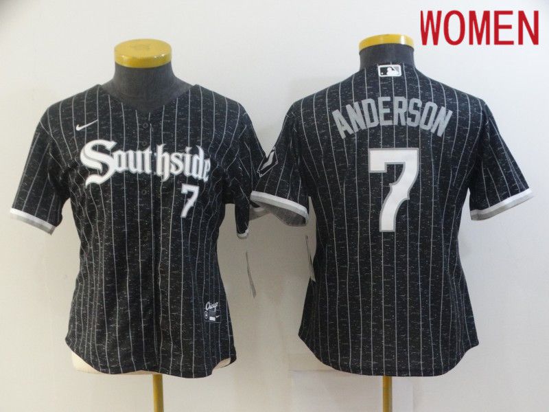 Women Chicago White Sox 7 Anderson City Edition Black Game Nike 2021 MLB Jerseys