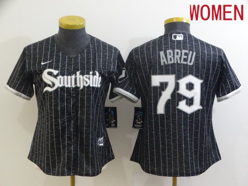 Women Chicago White Sox 79 Abreu City Edition Black Game Nike 2021 MLB Jersey
