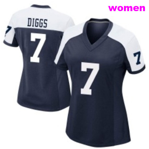 Women Dallas Cowboys #7 Trevon Diggs Thanksgiving Blue Vapor Limited Jersey