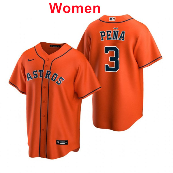 Women Houston Astros #3 Jeremy Pena Orange Cool Base Stitched Jersey