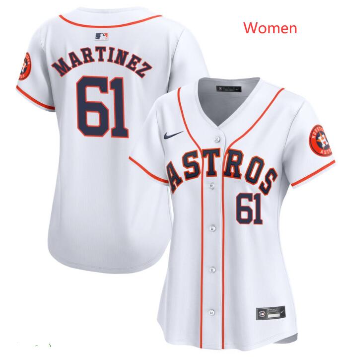 Women Houston Astros #61 Seth Martinez Nike White Home with patch Alternate Limited Jersey