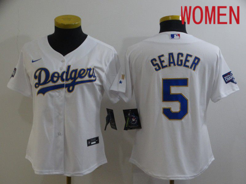 Women Los Angeles Dodgers 5 Seager White Game 2021 Nike MLB Jersey
