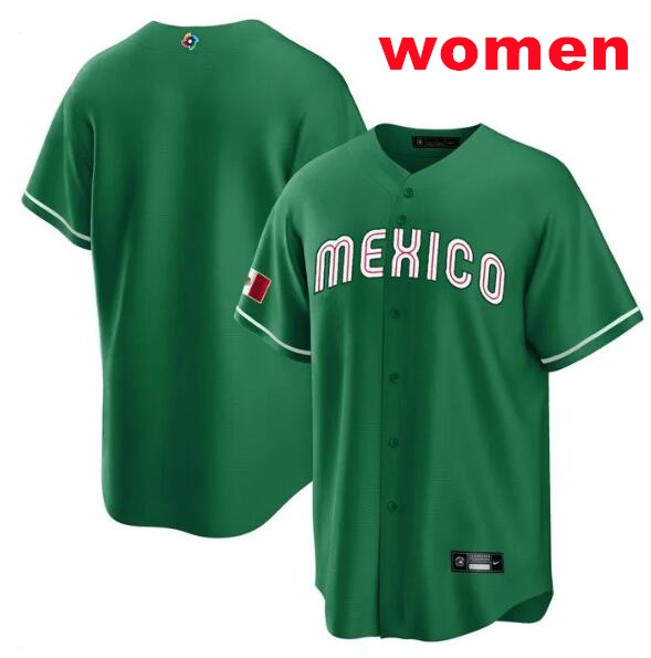 Women Mexico Blank  Green Nike 2023 World Baseball Classic Jerseys