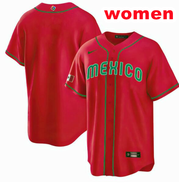 Women Mexico Blank Red Nike 2023 World Baseball Classic Jerseys