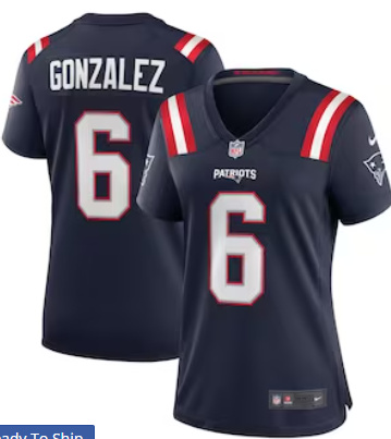 Women New England Patriots #6 Christian Gonzalez Navy Vapor Limited Jersey