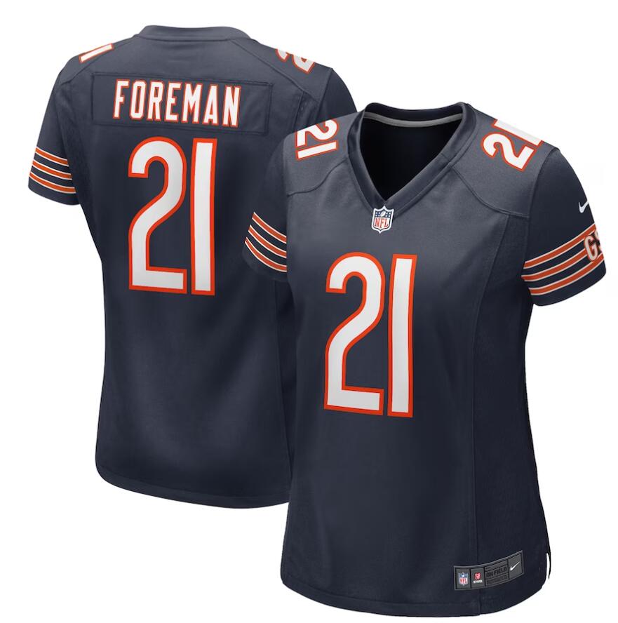 Women Nike Chicago Bears #21 D'Onta Foreman Navy Game Jersey