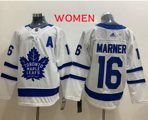 Women Toronto Maple Leafs #16 Mitchell Marner White With A Patch Adidas Stitched NHL Jersey