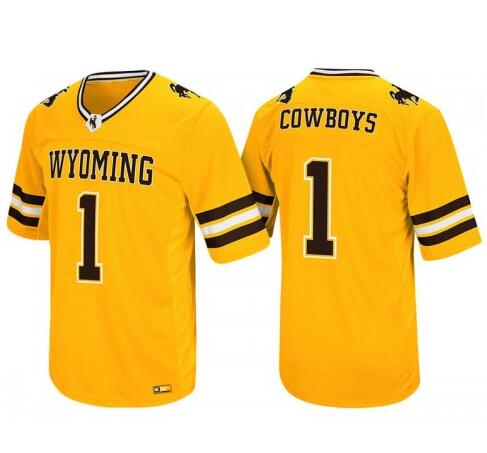 Wyoming Cowboys #1 Gold Hail Mary College Gold Football Jersey