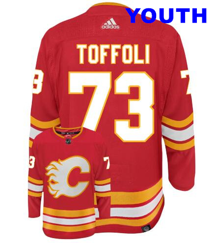 YOUTH  CALGARY FLAMES #73 TYLER TOFFOLI ADIDAS PRIMEGREEN AUTHENTIC NHL HOCKEY JERSEY