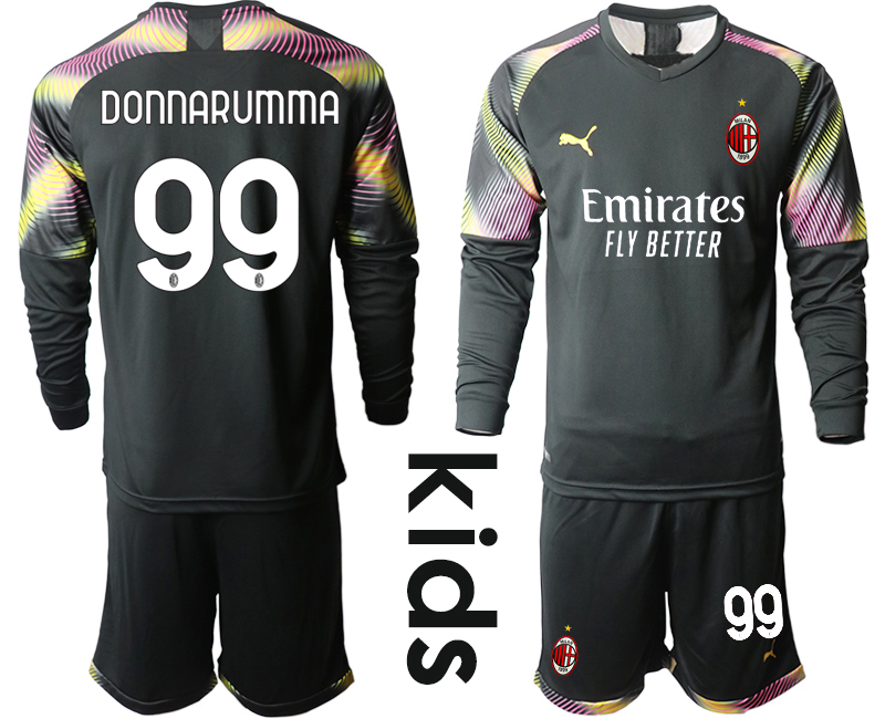 Youth 2020-21 AC Milan black goalkeeper 99# DONNARUMMA long sleeve soccer jerseys