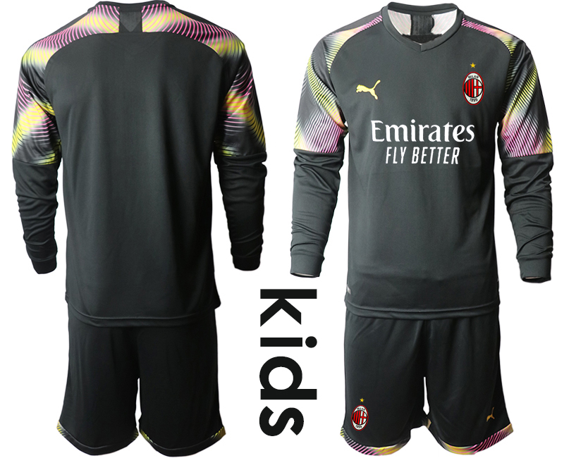 Youth 2020-21 AC Milan black goalkeeper long sleeve soccer jerseys