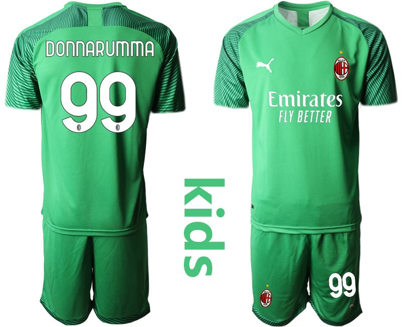 Youth 2020-21 AC Milan green goalkeeper 99# DONNARUMMA soccer jerseys