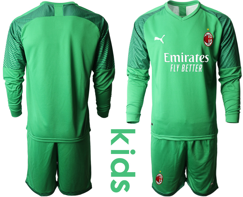 Youth 2020-21 AC Milan green goalkeeper long sleeve soccer jerseys