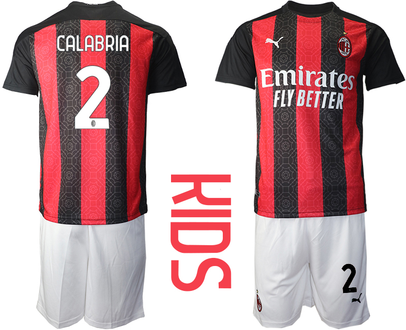 Youth 2020-21 AC milan home 2# CALABRIA soccer jerseys