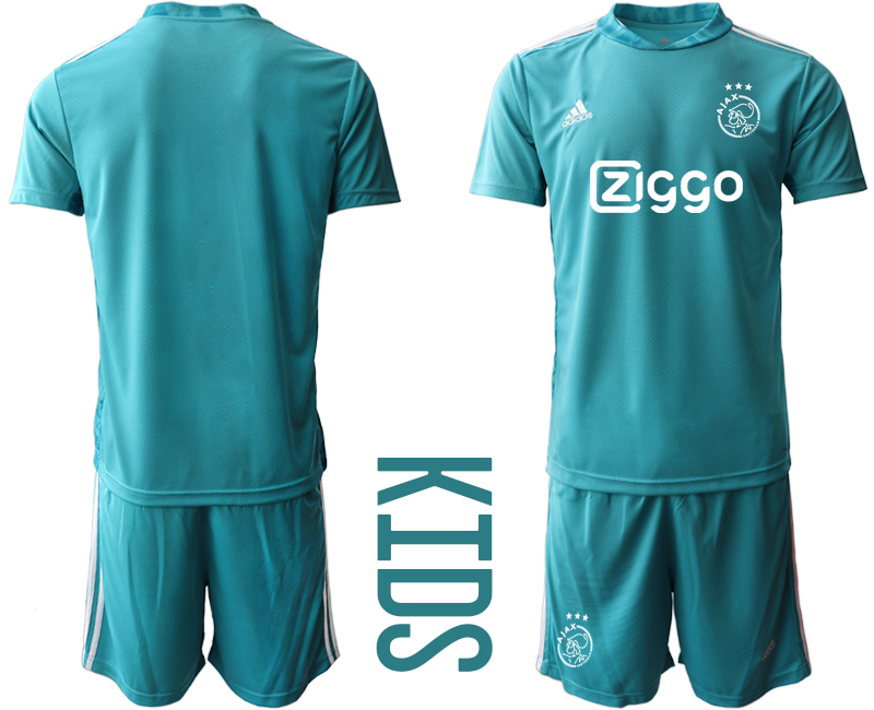 Youth 2020-21 Ajax lake blue goalkeeper soccer jerseys