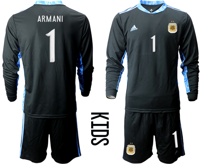 Youth 2020-21 Argentina black goalkeeper  1# ARMANI long sleeve soccer jerseys
