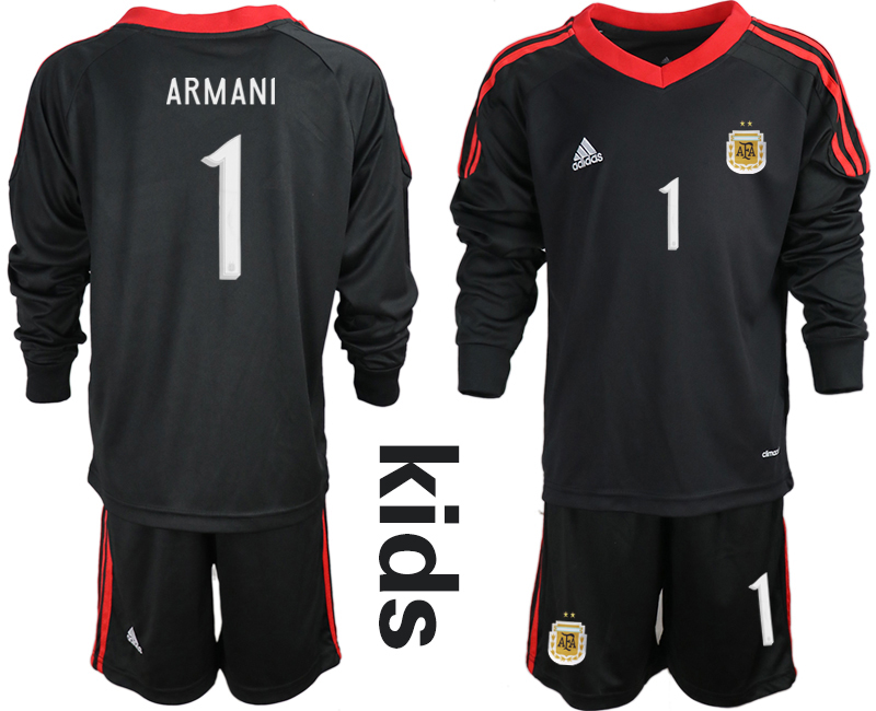 Youth 2020-21 Argentina black goalkeeper 1# ARMANI long sleeve soccer jerseys