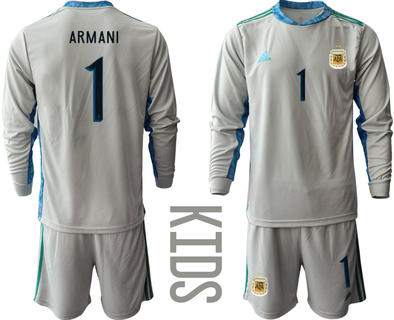 Youth 2020-21 Argentina gray goalkeeper 1# ARMANI long sleeve soccer jerseys