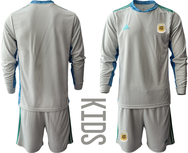 Youth 2020-21 Argentina gray goalkeeper long sleeve soccer jerseys