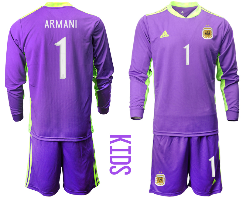 Youth 2020-21 Argentina purple goalkeeper 1# ARMANI long sleeve soccer jerseys