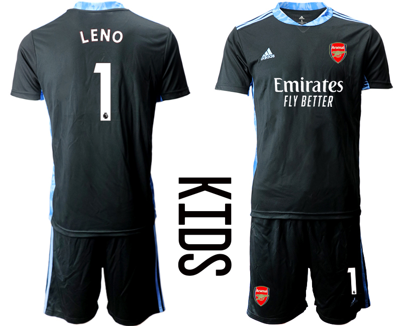 Youth 2020-21 Arsenal black goalkeeper 1# LENO  soccer jerseys