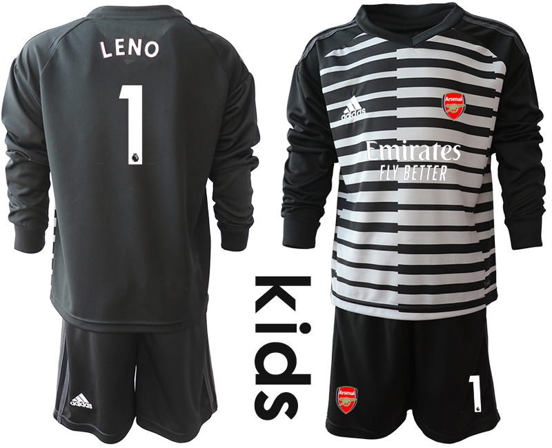Youth 2020-21 Arsenal black goalkeeper 1# LENO long sleeve soccer jerseys.