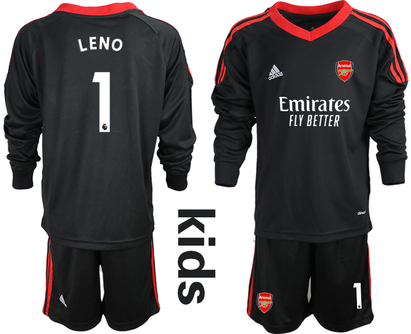 Youth 2020-21 Arsenal black goalkeeper 1# LENO long sleeve soccer jerseys