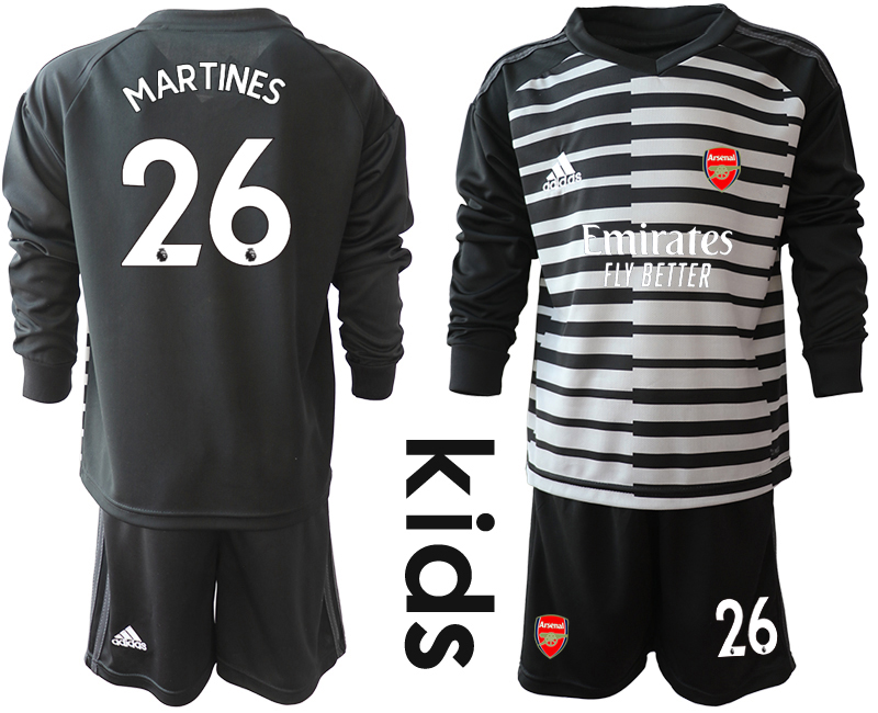 Youth 2020-21 Arsenal black goalkeeper 26# MARTINES long sleeve soccer jerseys.