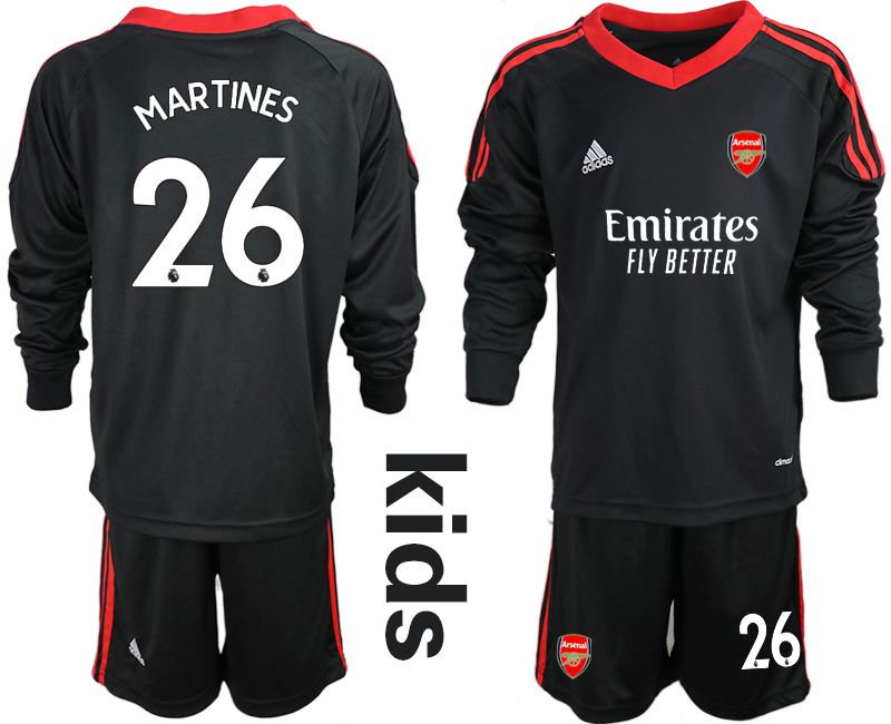Youth 2020-21 Arsenal black goalkeeper 26# MARTINES long sleeve soccer jerseys