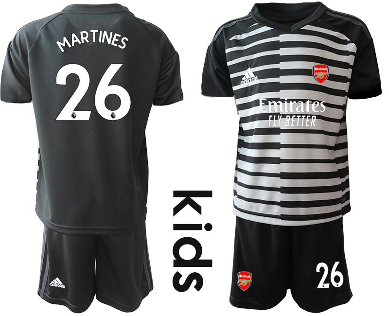 Youth 2020-21 Arsenal black goalkeeper 26# MARTINES soccer jerseys