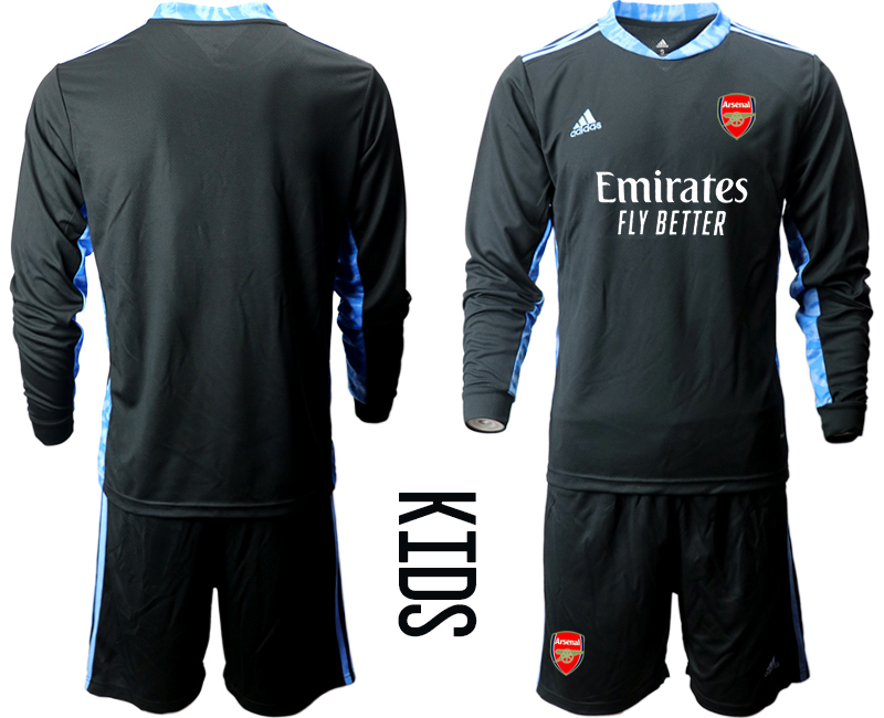 Youth 2020-21 Arsenal black goalkeeper long sleeve  soccer jerseys