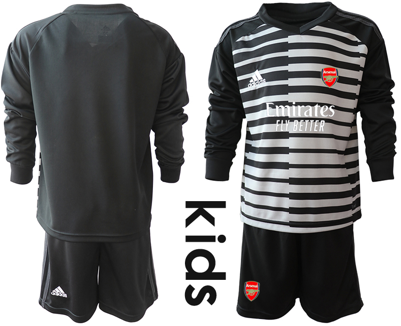 Youth 2020-21 Arsenal black goalkeeper long sleeve soccer jerseys.