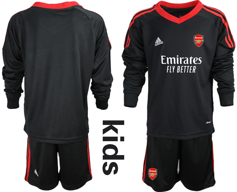 Youth 2020-21 Arsenal black goalkeeper long sleeve soccer jerseys