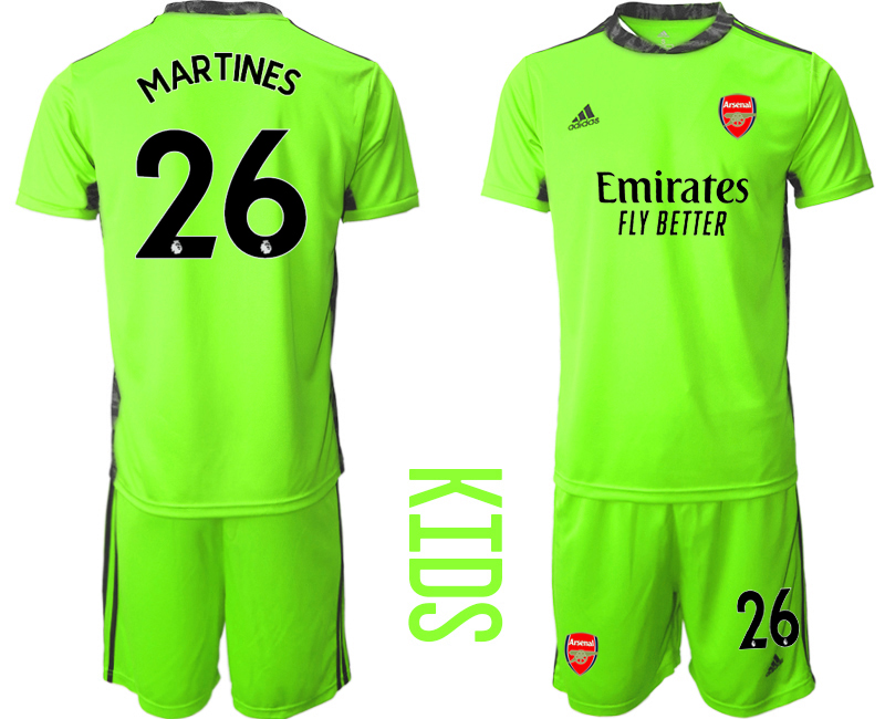 Youth 2020-21 Arsenal fluorescent green goalkeeper 26# MARTINES soccer jerseys