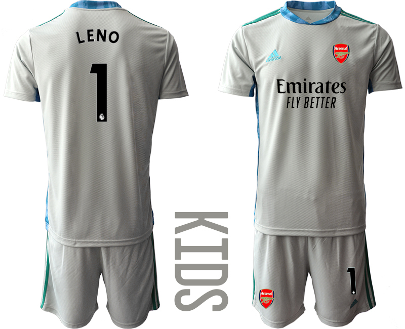 Youth 2020-21 Arsenal gray goalkeeper 1# LENO soccer jerseys
