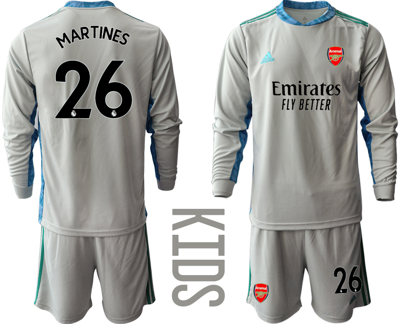 Youth 2020-21 Arsenal gray goalkeeper 26# MARTINES long sleeve soccer jerseys