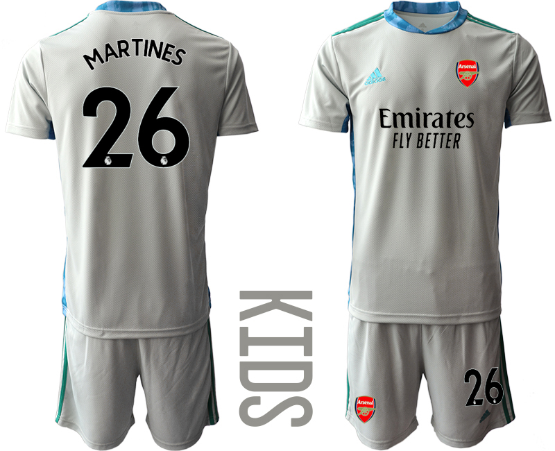 Youth 2020-21 Arsenal gray goalkeeper 26# MARTINES soccer jerseys