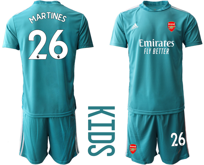 Youth 2020-21 Arsenal lake blue goalkeeper 26# MARTINES soccer jerseys