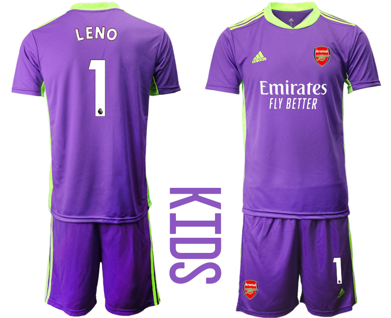 Youth 2020-21 Arsenal purple goalkeeper 1# LENO soccer jerseys