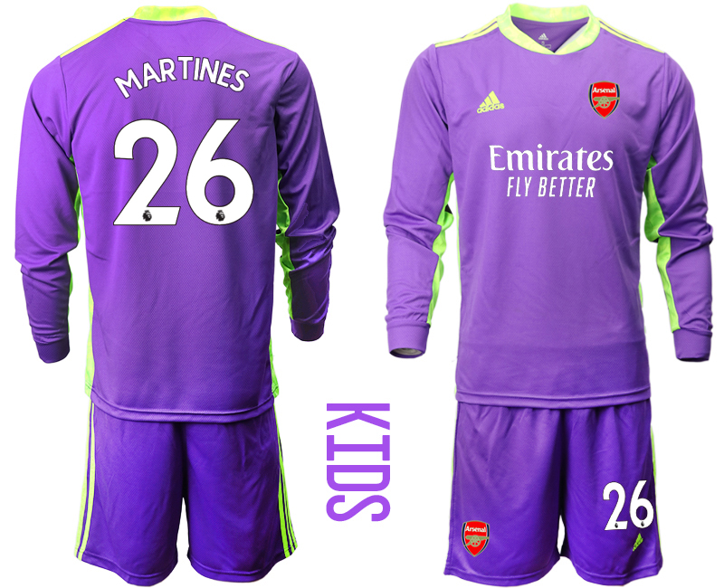 Youth 2020-21 Arsenal purple goalkeeper 26# MARTINES long sleeve soccer jerseys